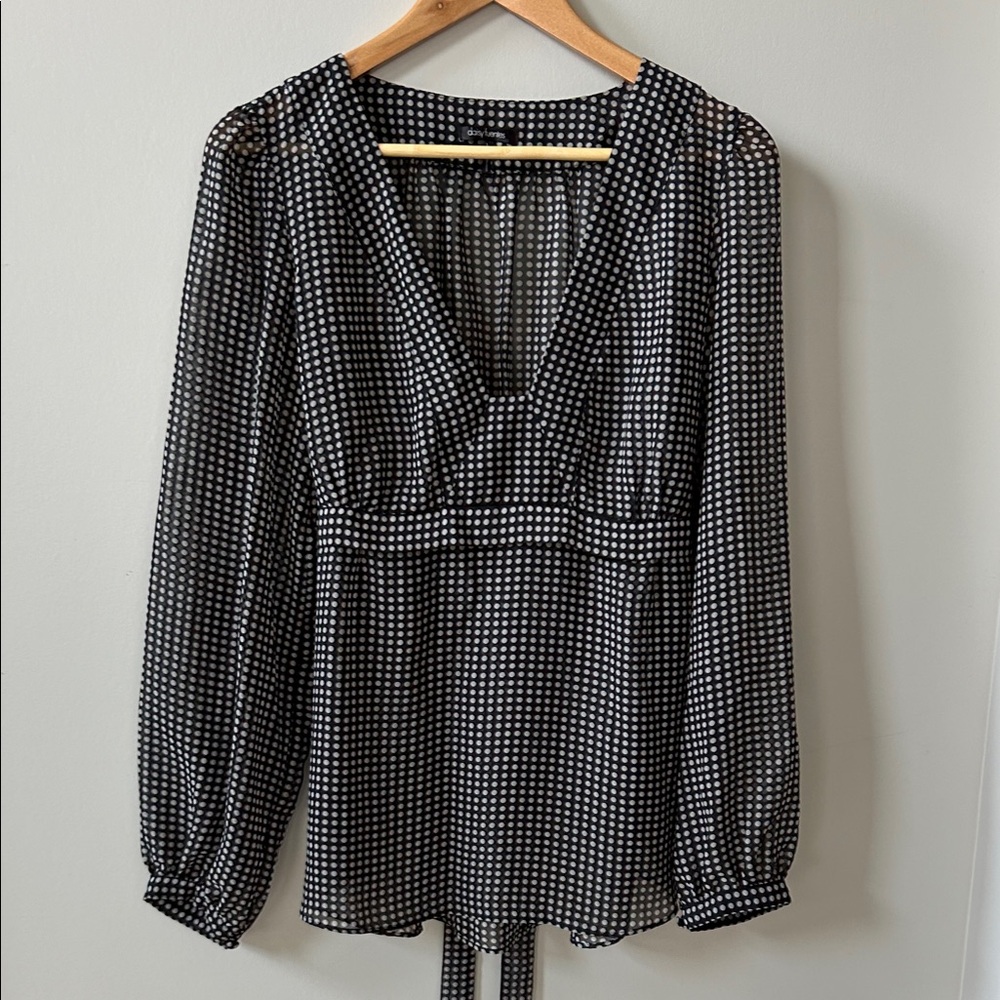 Daisy Fuentes Monochrome Checkered Blouse